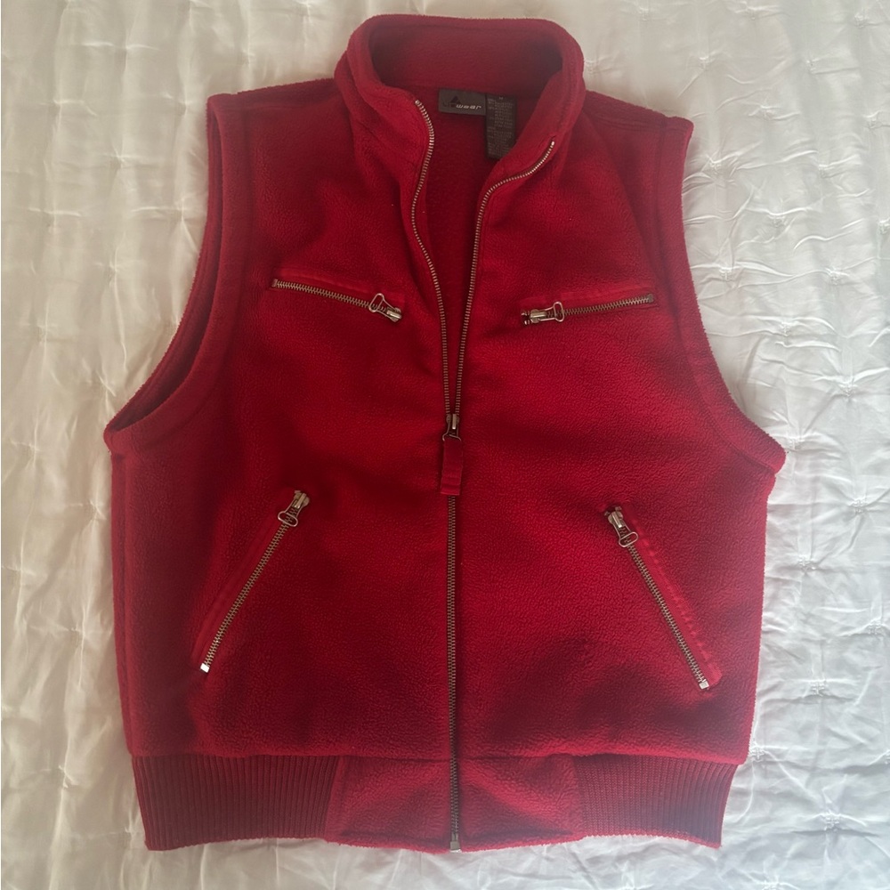 Vintage Liz Wear Fleece Full Zip Vest With Zipper Pockets